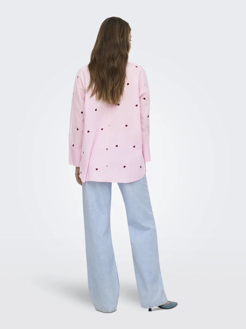 ONLNEW LINA GRACE LS EMB SHIRT NOOS, Roseate Spoonbill/BORDEAUX HEART