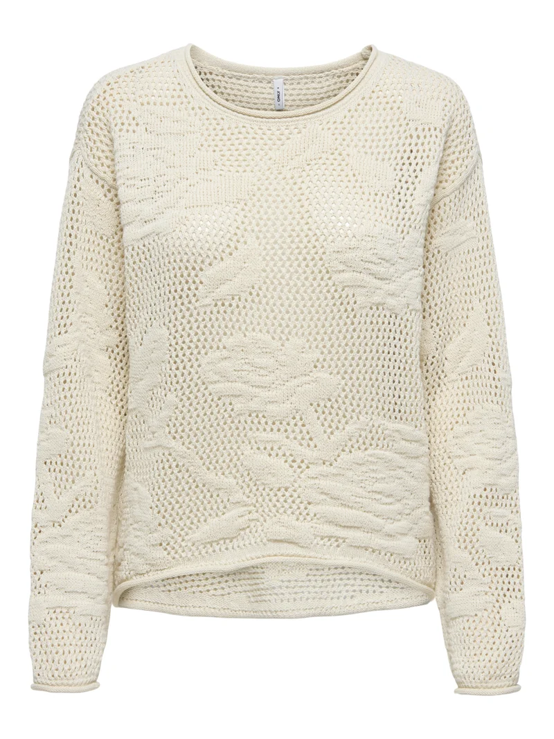 ONLSEASIDE LS PULLOVER CC KNT, Ecru