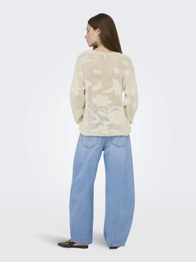 ONLSEASIDE LS PULLOVER CC KNT, Ecru