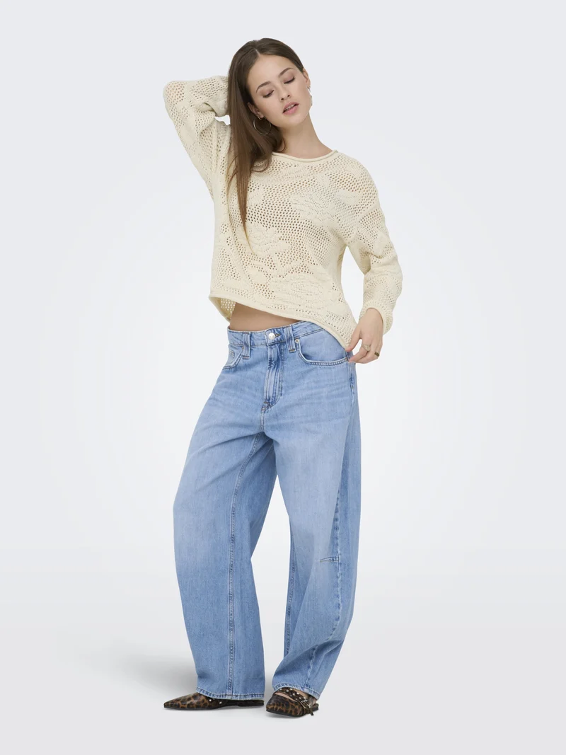 ONLSEASIDE LS PULLOVER CC KNT, Ecru