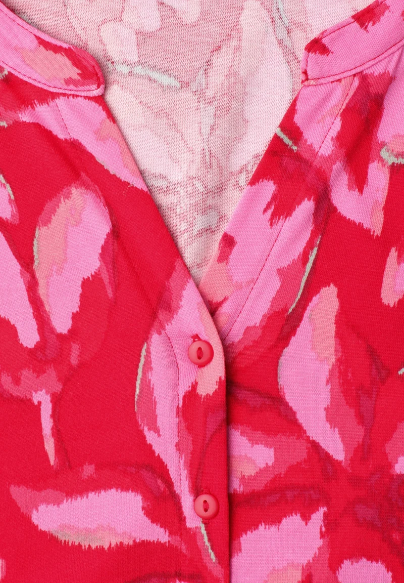 LTD QR printed shirt w.button, salsa red
