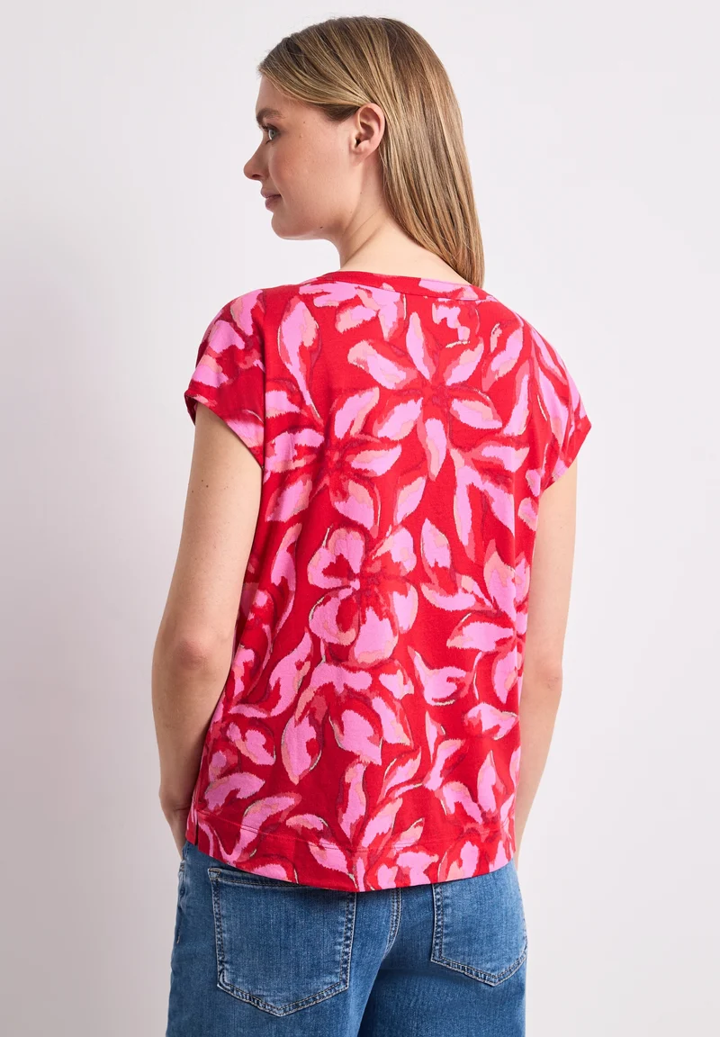 LTD QR printed shirt w.button, salsa red