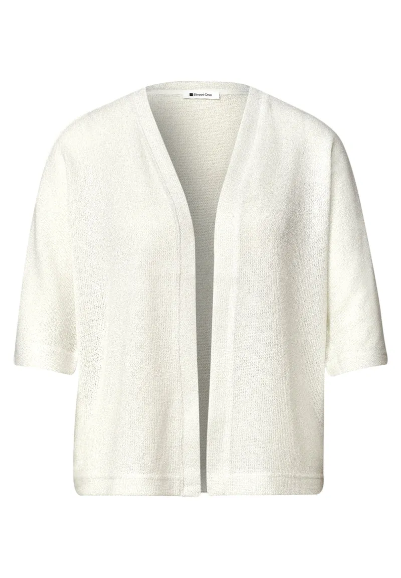 LTD QR knit look batwing jacke, off white