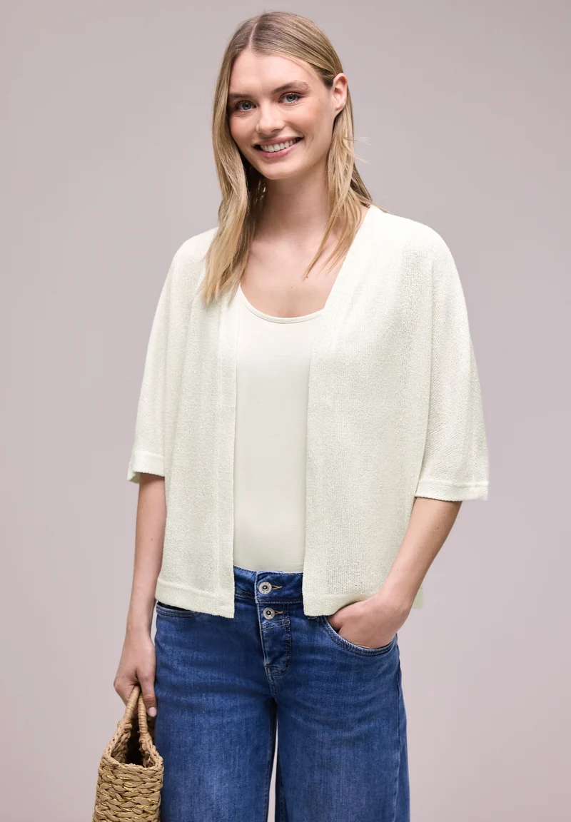 LTD QR knit look batwing jacke, off white