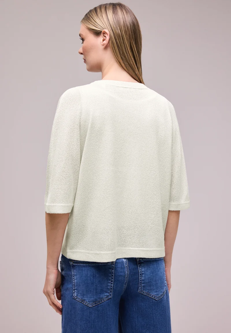 LTD QR knit look batwing jacke, off white