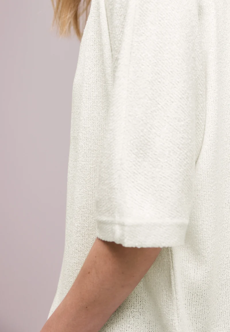 LTD QR knit look batwing jacke, off white