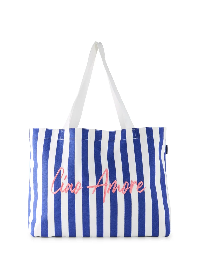 canvas bag, blue offwhite stripe