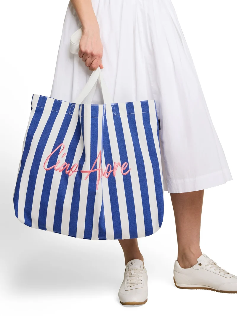 canvas bag, blue offwhite stripe
