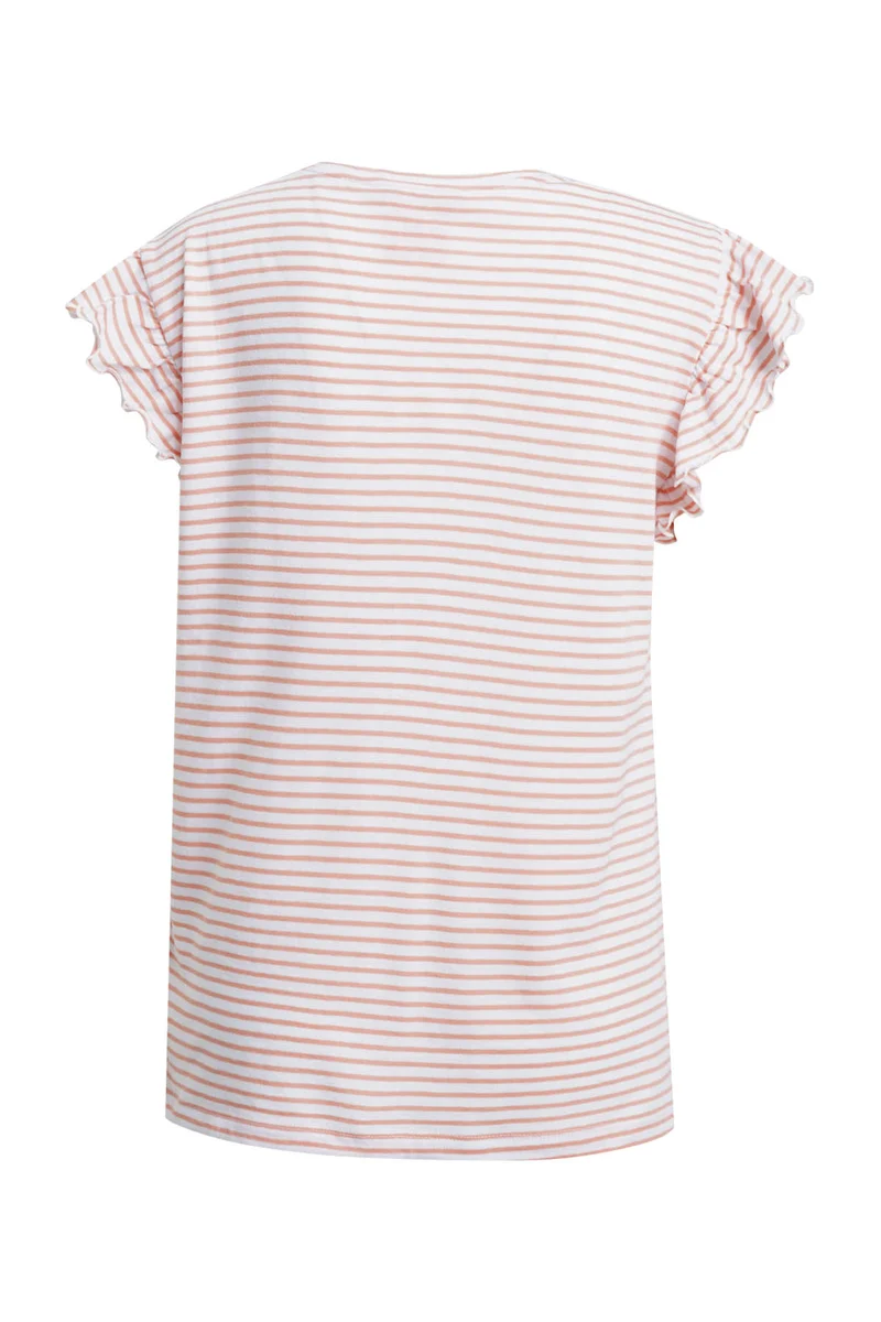 RELAXED T-SHIRT CAP SLEEVES STRIPED, PEACH