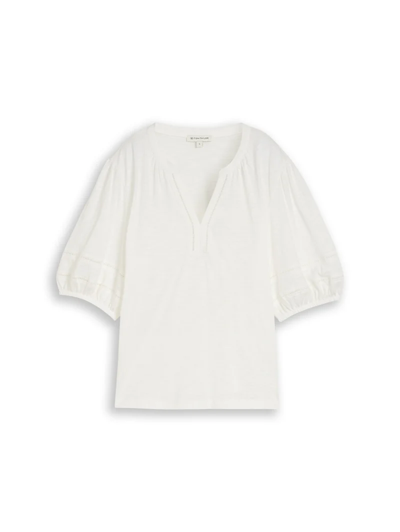 T-Shirt blouse with laces, Whisper White