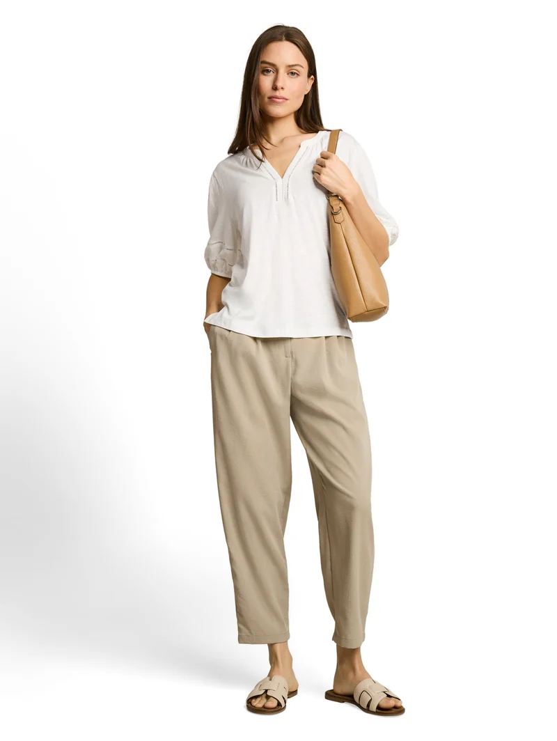 T-Shirt blouse with laces, Whisper White