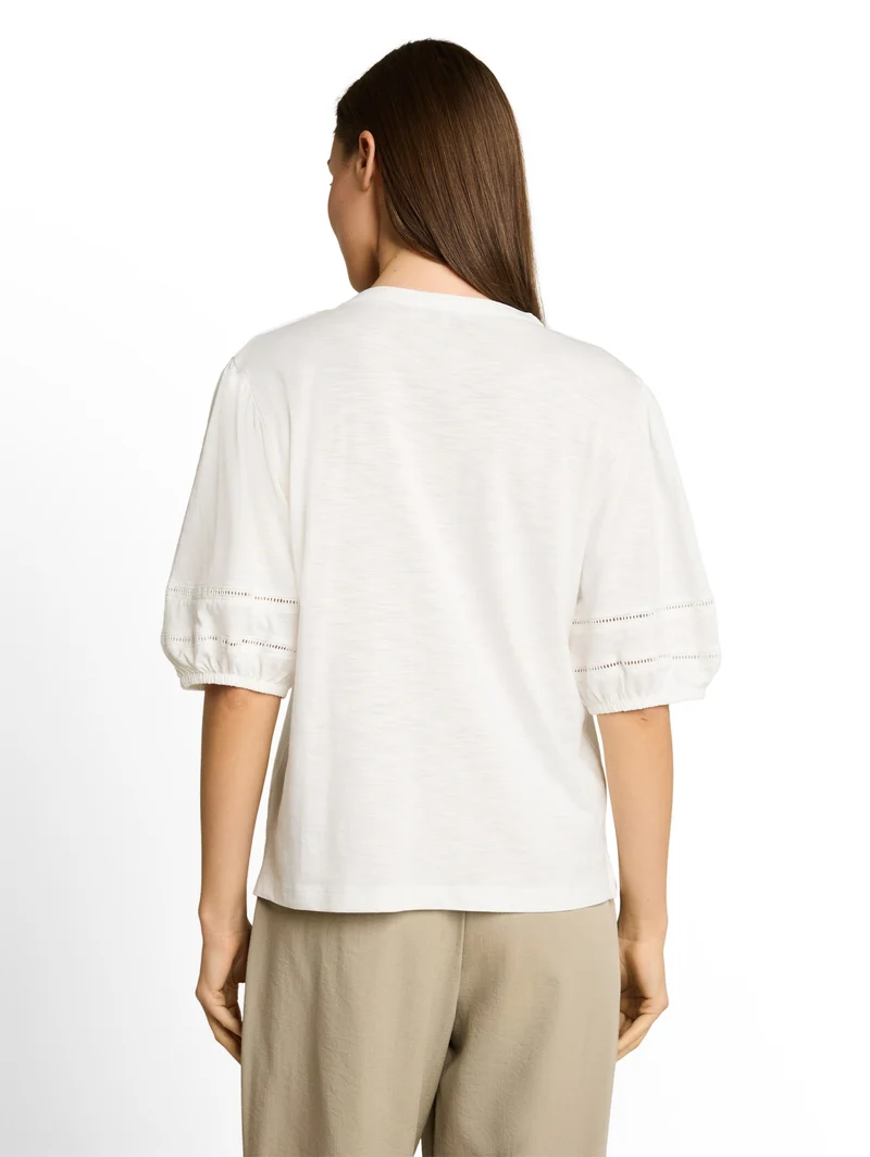 T-Shirt blouse with laces, Whisper White