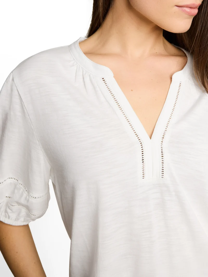 T-Shirt blouse with laces, Whisper White