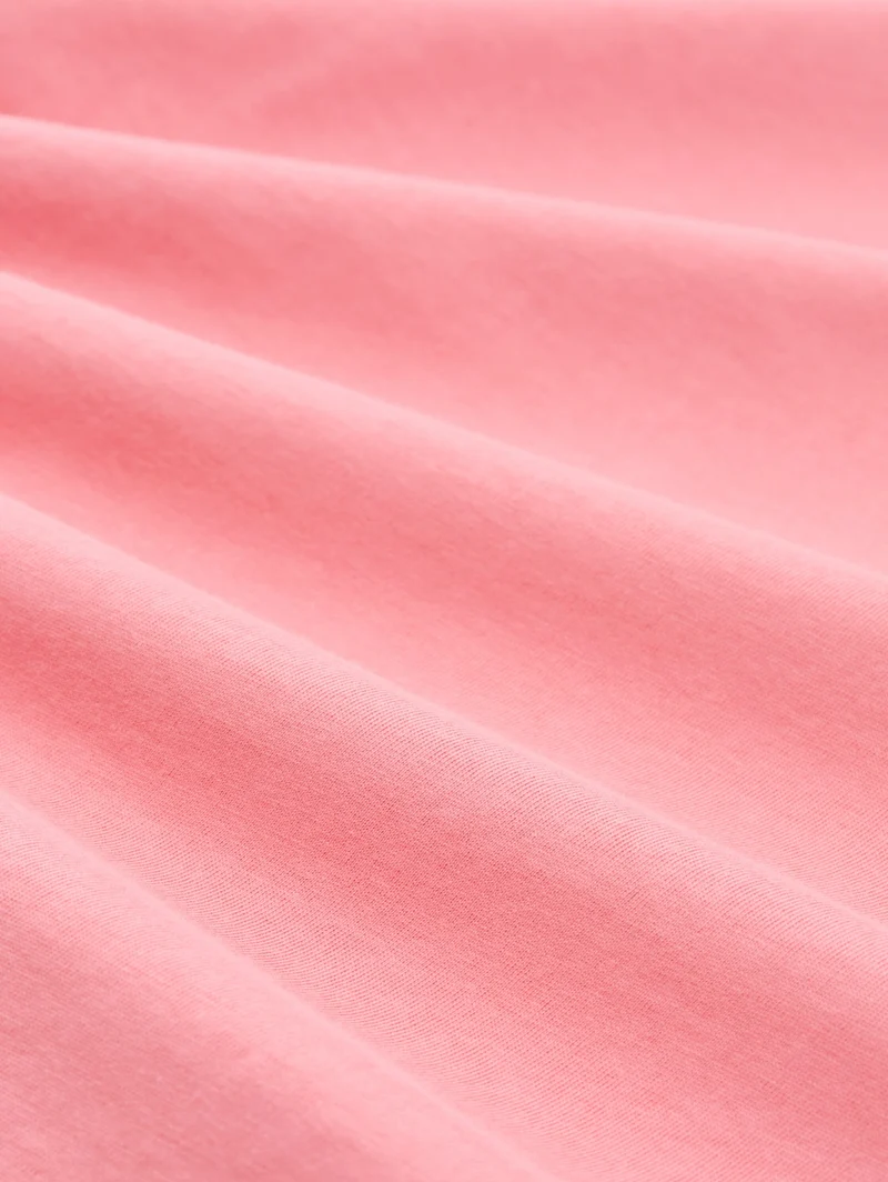T-shirt basic crew neck print, soft fuchsia pink
