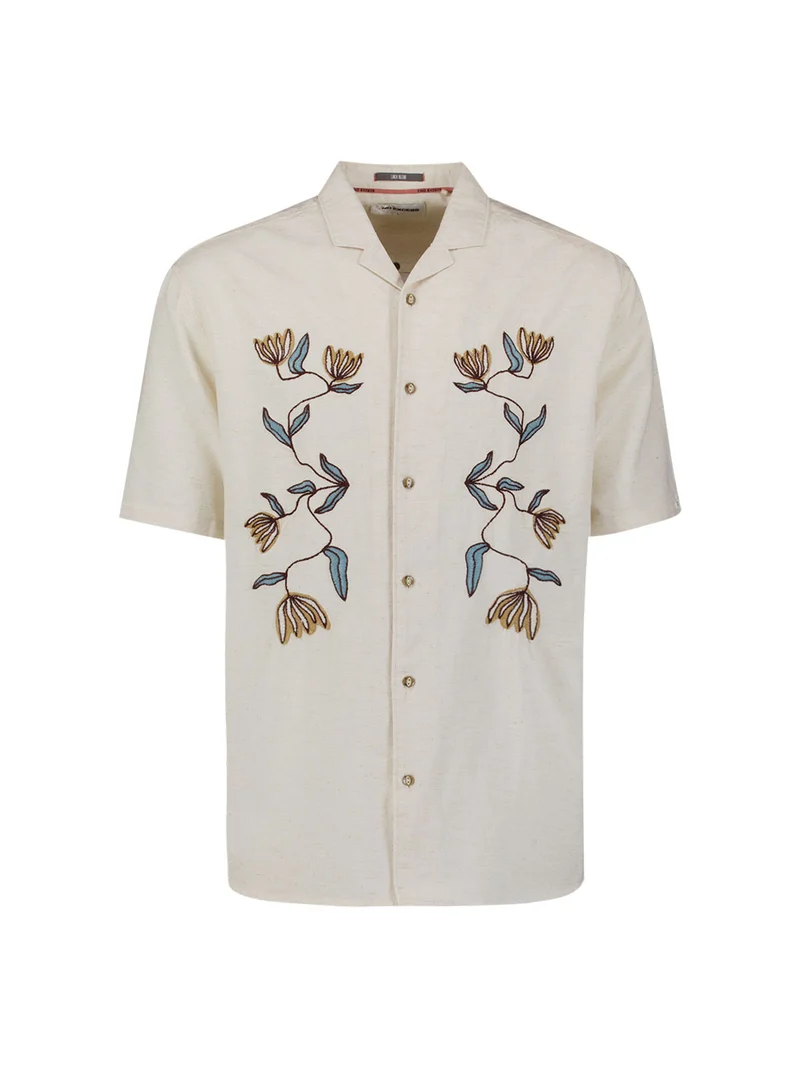 Shirt Short Sleeve Placed Embroidery, Stone