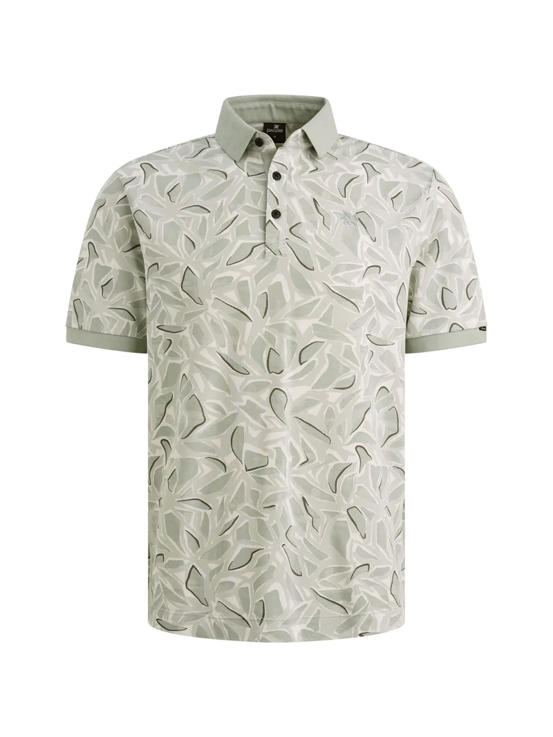 Short sleeve polo stretch pique bl, Aqua Gray