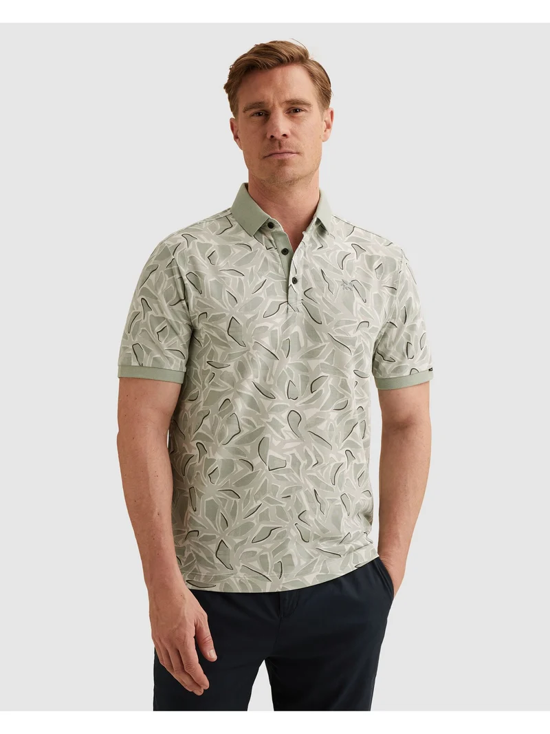 Short sleeve polo stretch pique bl, Aqua Gray