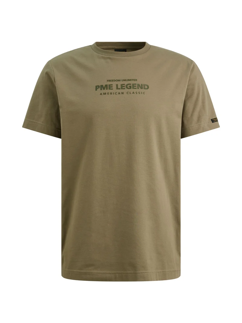 Short sleeve r-neck cotton elastan, Dusky Green