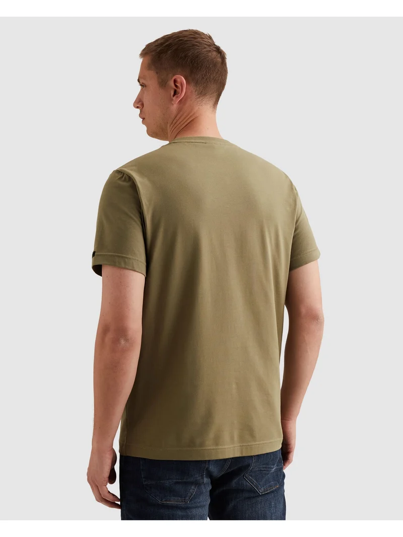 Short sleeve r-neck cotton elastan, Dusky Green