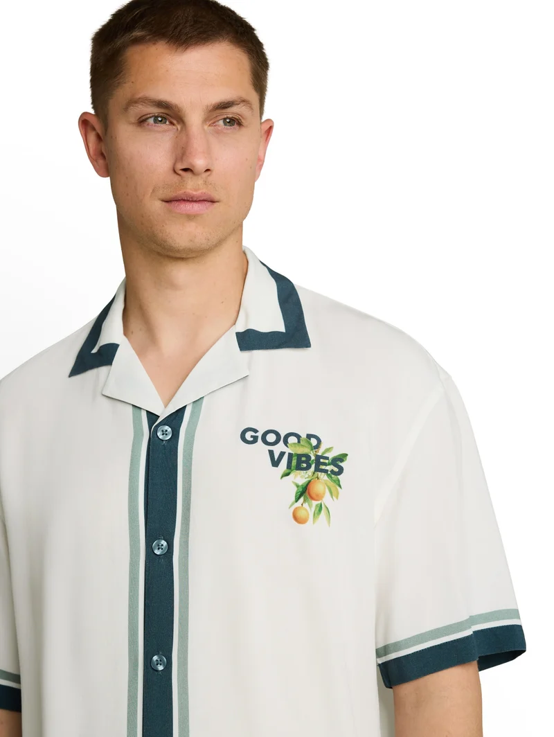 loose viscose resort shirt, Wool White