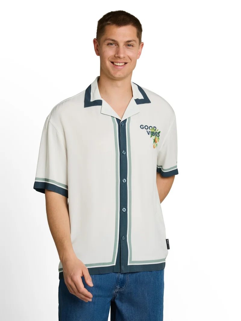 loose viscose resort shirt, Wool White