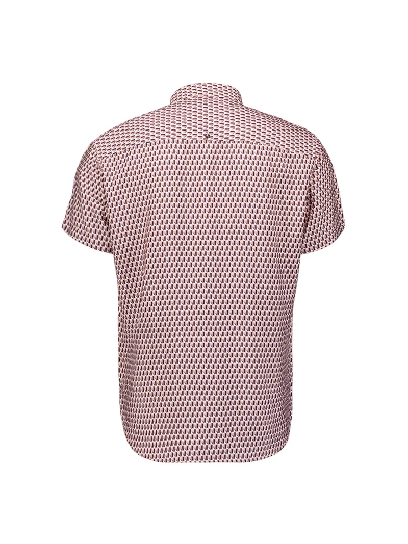 Shirt Short Sleeve Allover Printed, Coral