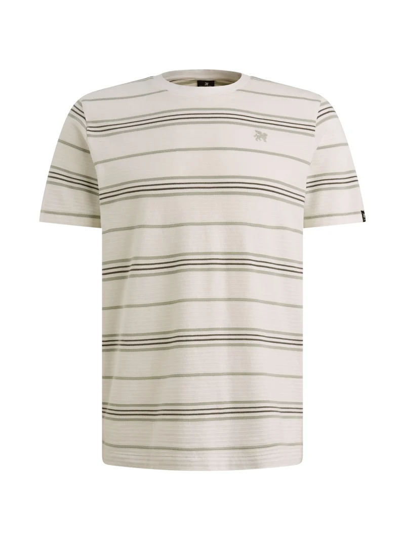 Short sleeve r-neck pique texture, Cloud Dancer