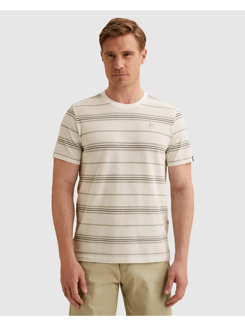 Short sleeve r-neck pique texture, Cloud Dancer
