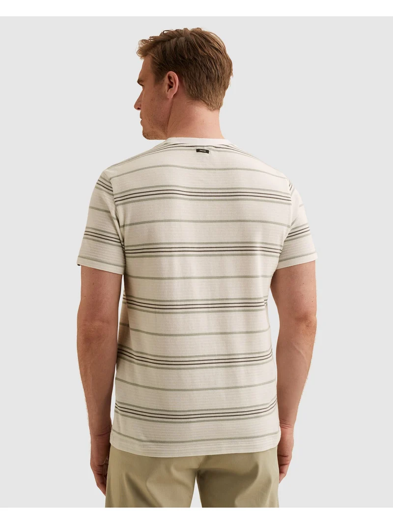 Short sleeve r-neck pique texture, Cloud Dancer