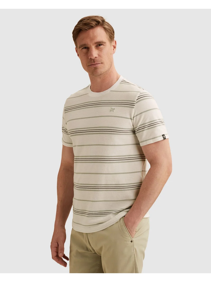 Short sleeve r-neck pique texture, Cloud Dancer