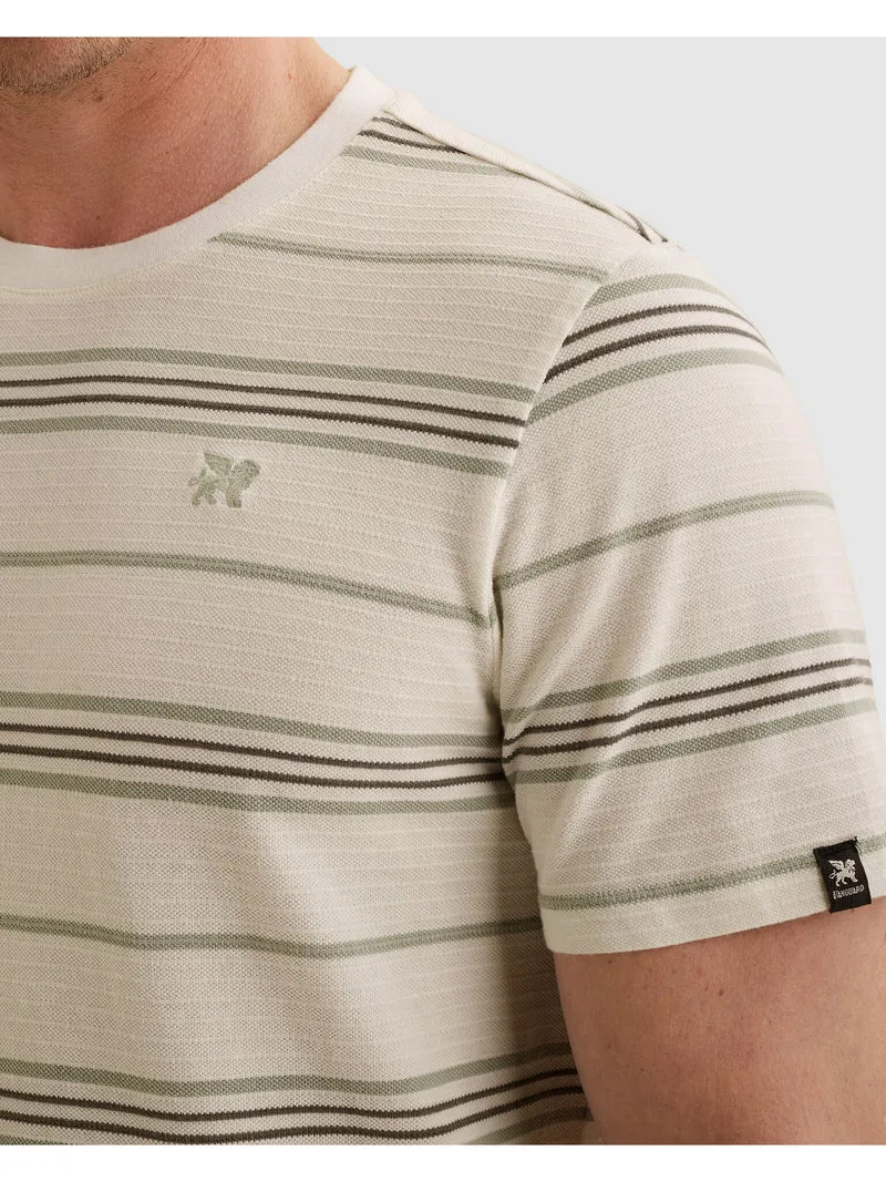 Short sleeve r-neck pique texture, Cloud Dancer