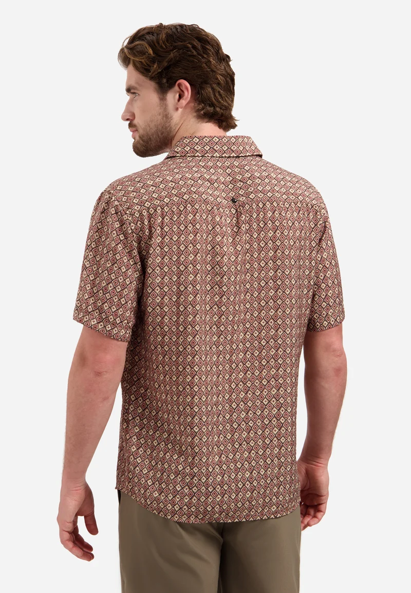 Shirt Short Sleeve Allover Printed, Coral