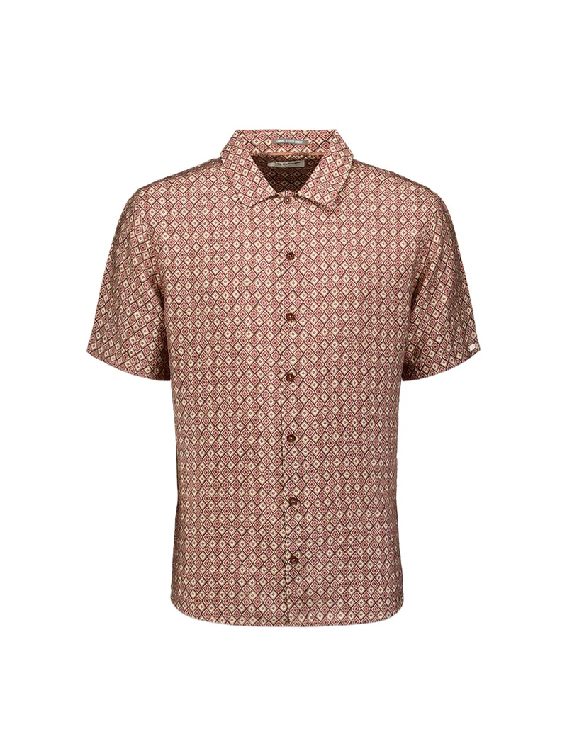 Shirt Short Sleeve Allover Printed, Coral
