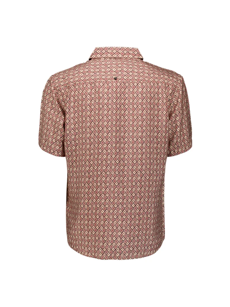 Shirt Short Sleeve Allover Printed, Coral