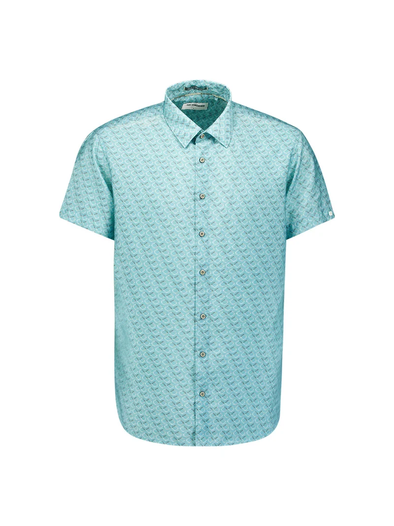 Shirt Short Sleeve Allover Printed, Seablue