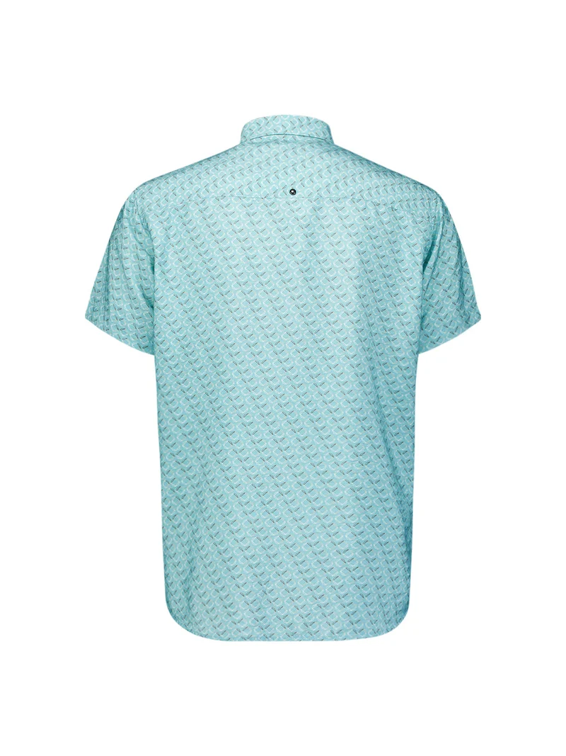 Shirt Short Sleeve Allover Printed, Seablue