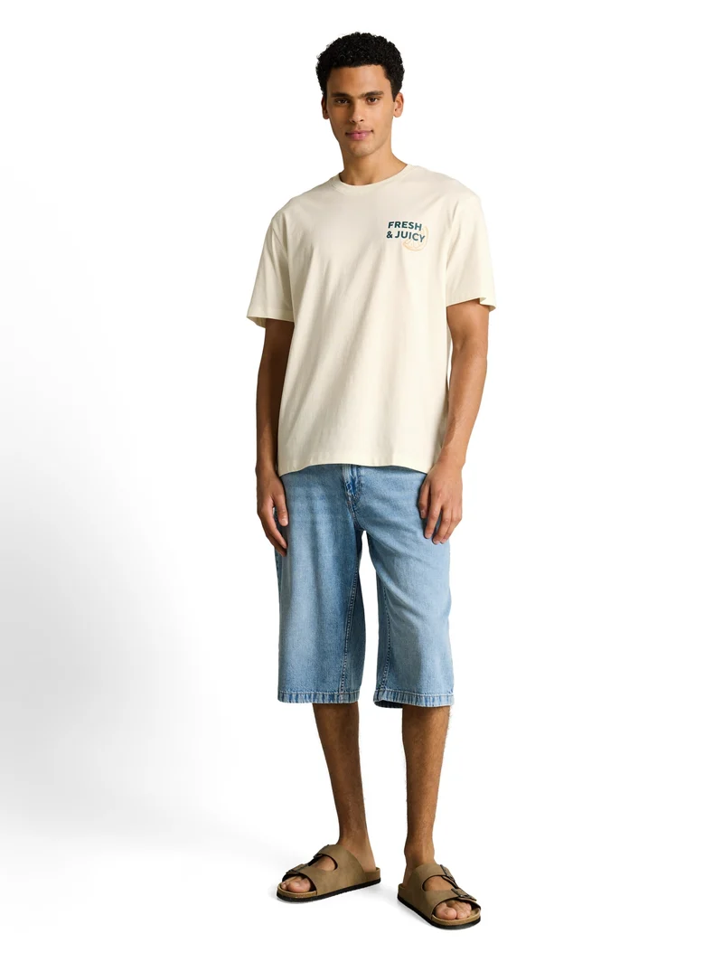 relaxed printed t-shirt, Wool White