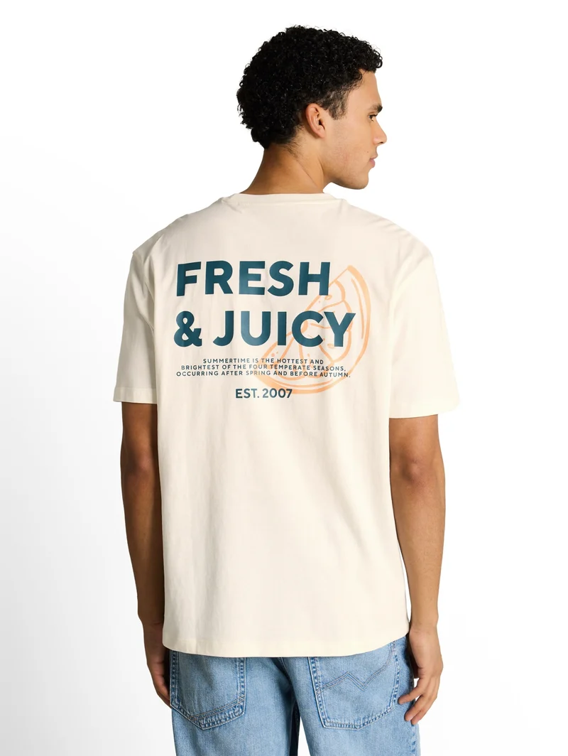 relaxed printed t-shirt, Wool White