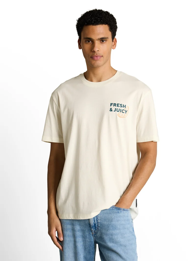 relaxed printed t-shirt, Wool White