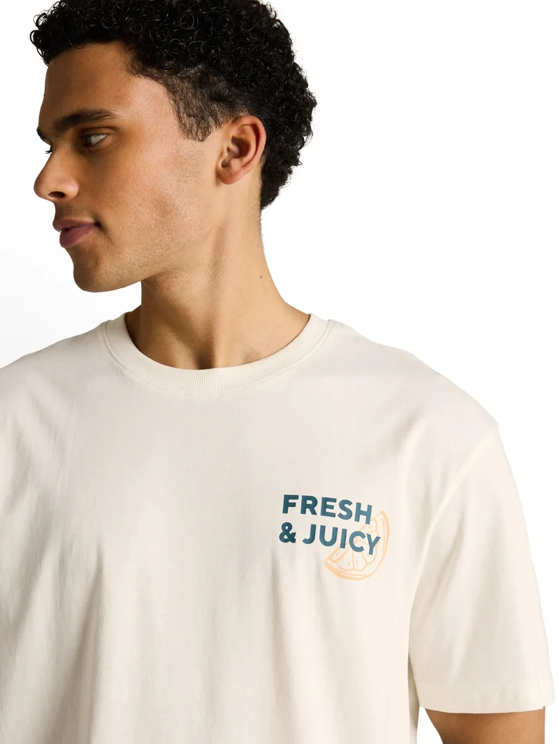 relaxed printed t-shirt, Wool White