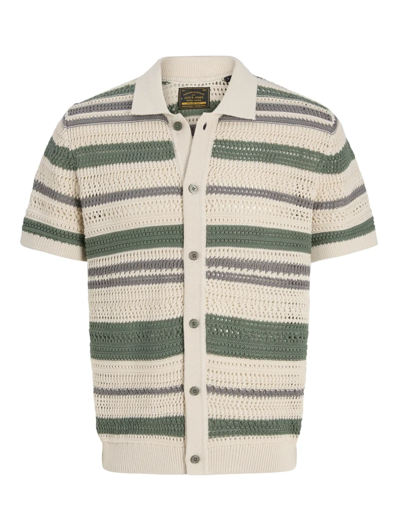 JPRBLUHAMILTON BUTTON THROUGH POLO, Laurel Wreath/Sea Pearl