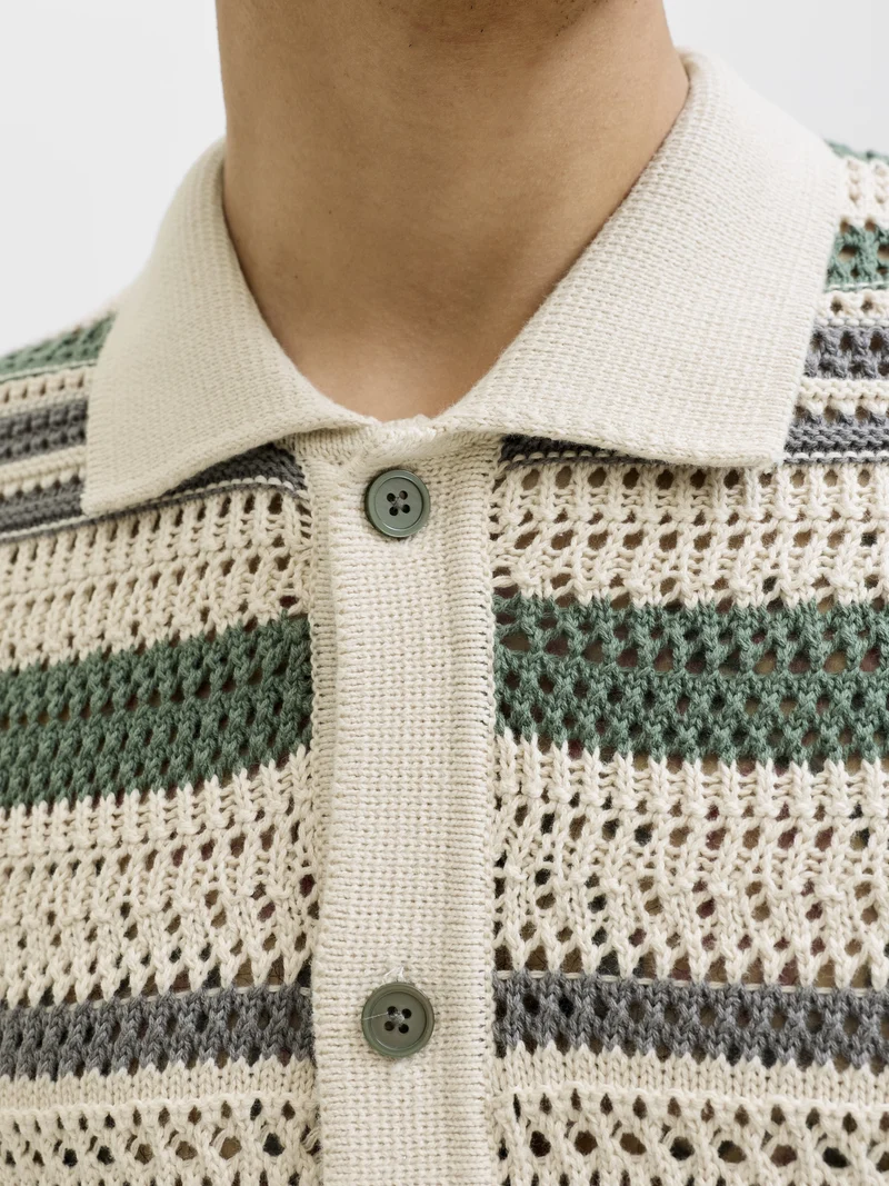 JPRBLUHAMILTON BUTTON THROUGH POLO, Laurel Wreath/Sea Pearl