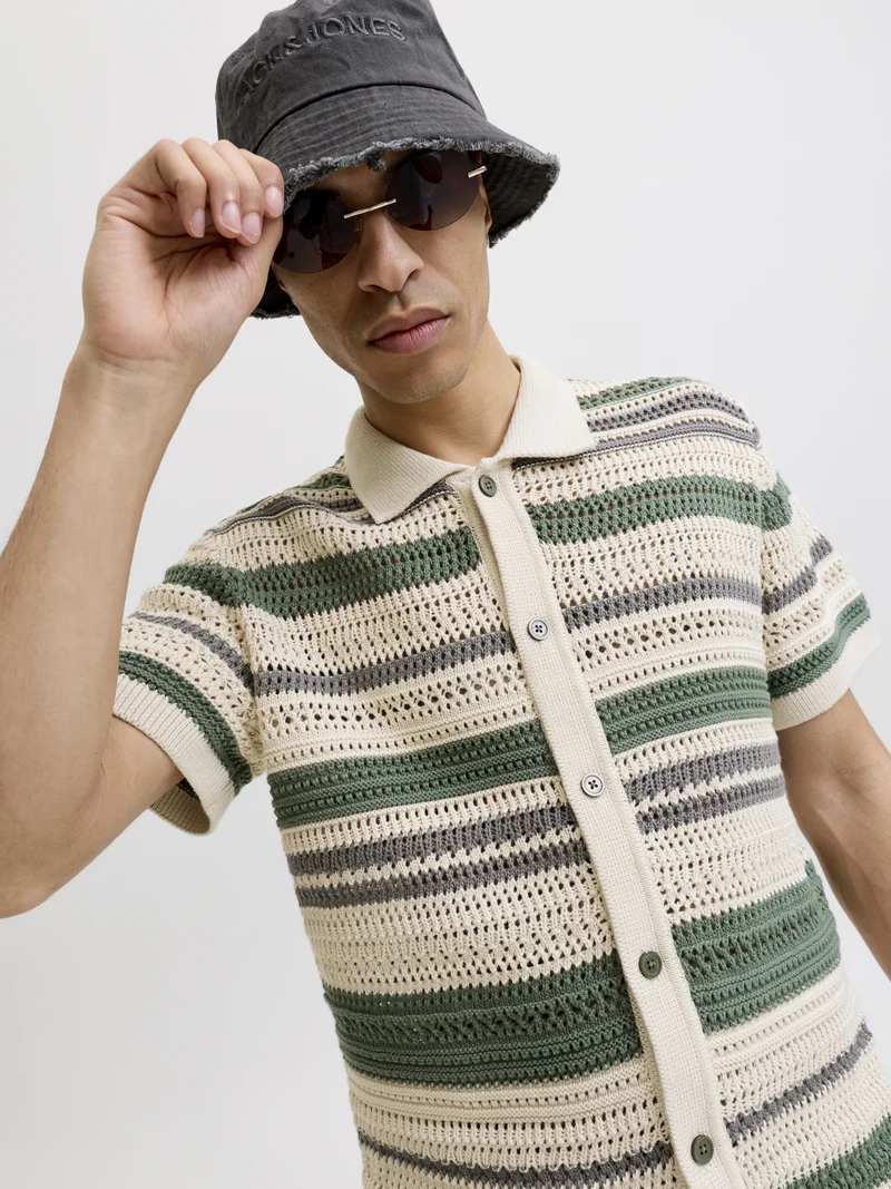 JPRBLUHAMILTON BUTTON THROUGH POLO, Laurel Wreath/Sea Pearl