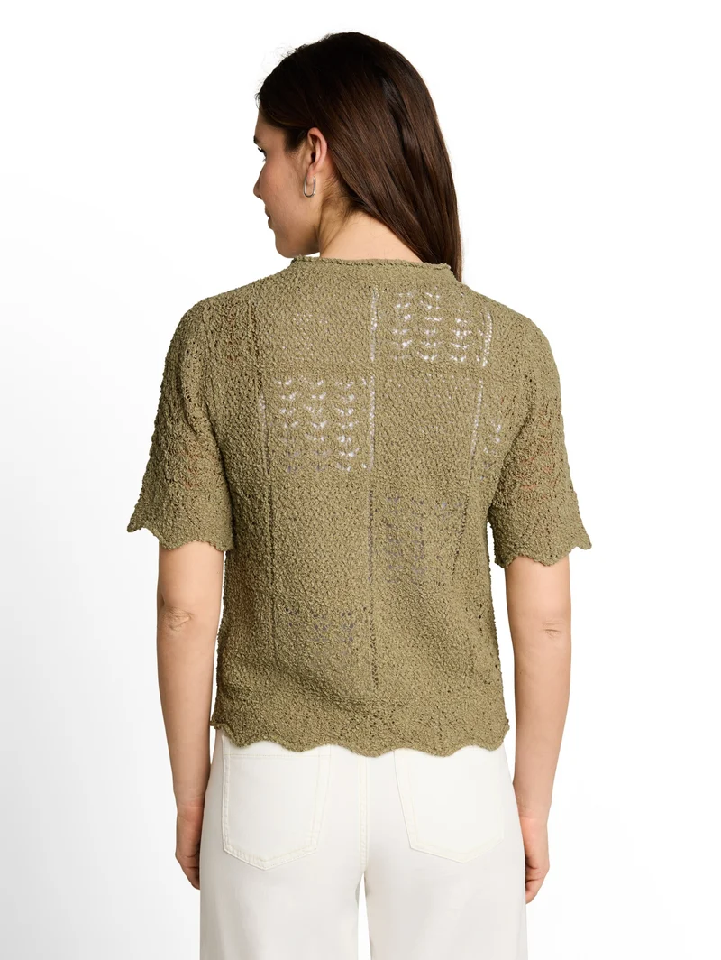 Knit structure mix cardigan, Silver Olive