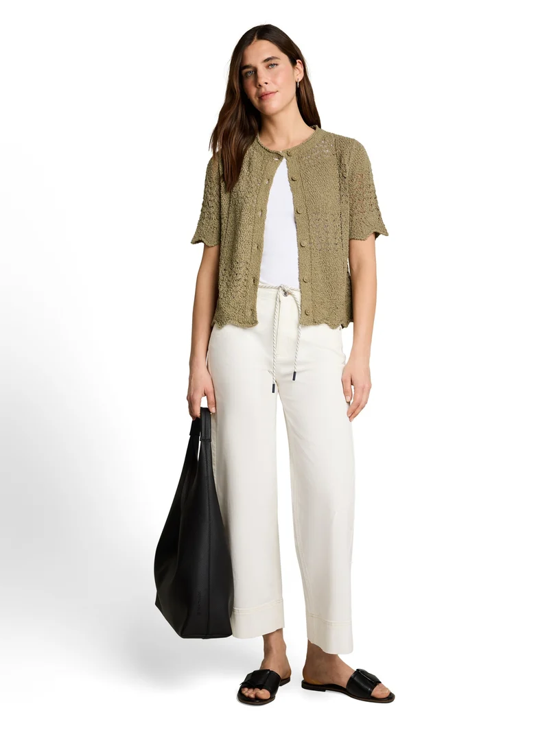 Knit structure mix cardigan, Silver Olive
