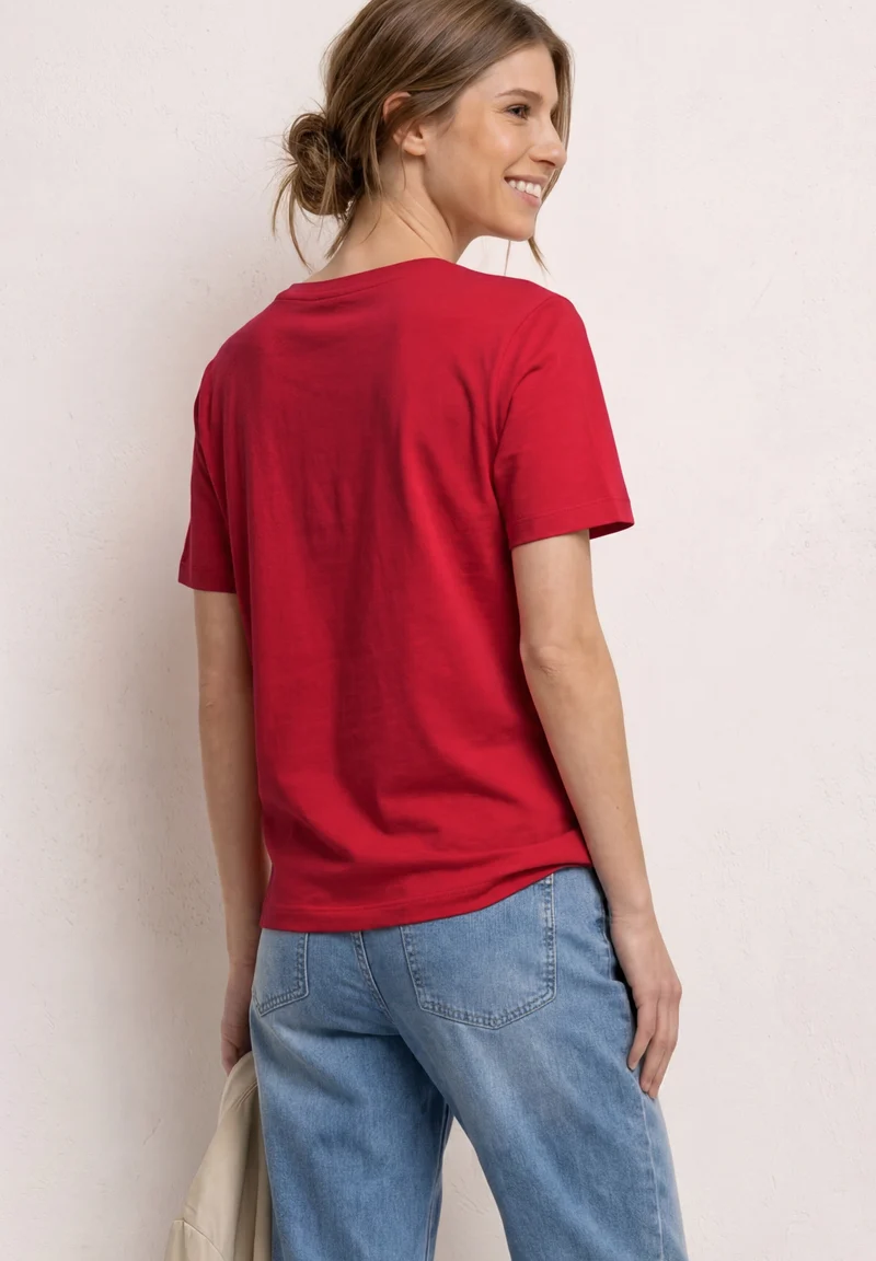 LTD QR basic shirt w.chest pri, salsa red