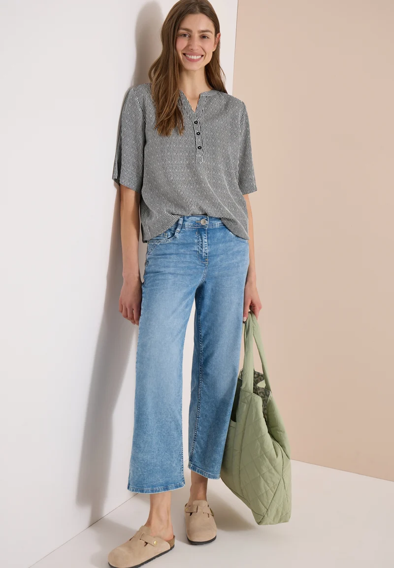 TOS Printed Stripe Blouse, palm breeze green