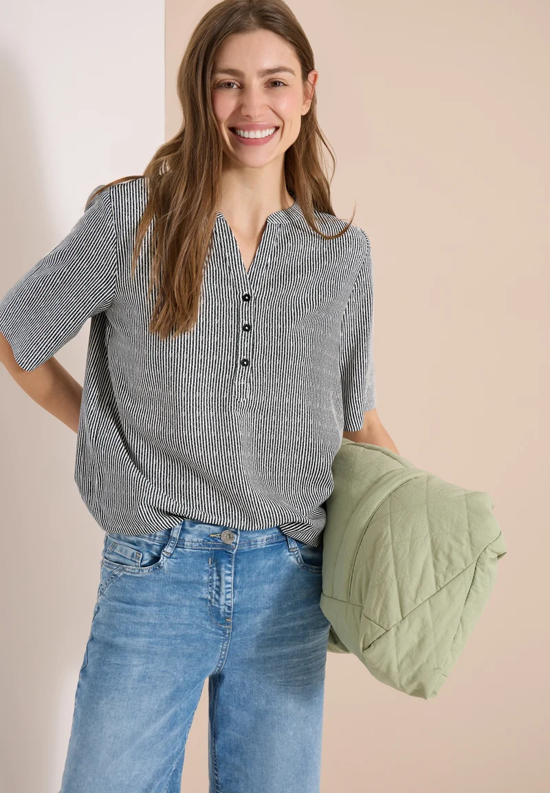 TOS Printed Stripe Blouse, palm breeze green