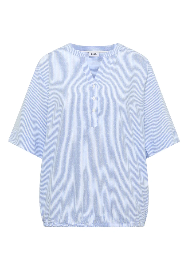 TOS Printed Stripe Blouse, blouse blue
