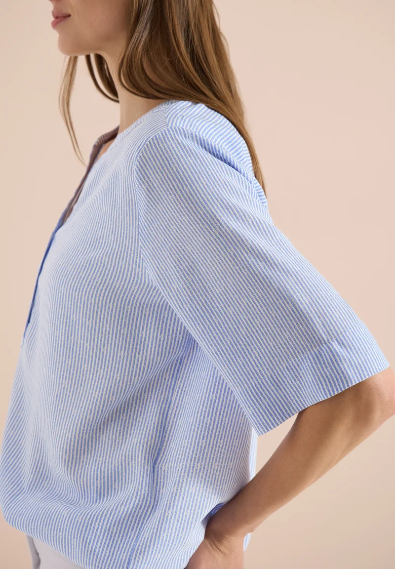 TOS Printed Stripe Blouse, blouse blue